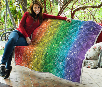 Rainbow Glitter Print (NOT Real Glitter) Quilt