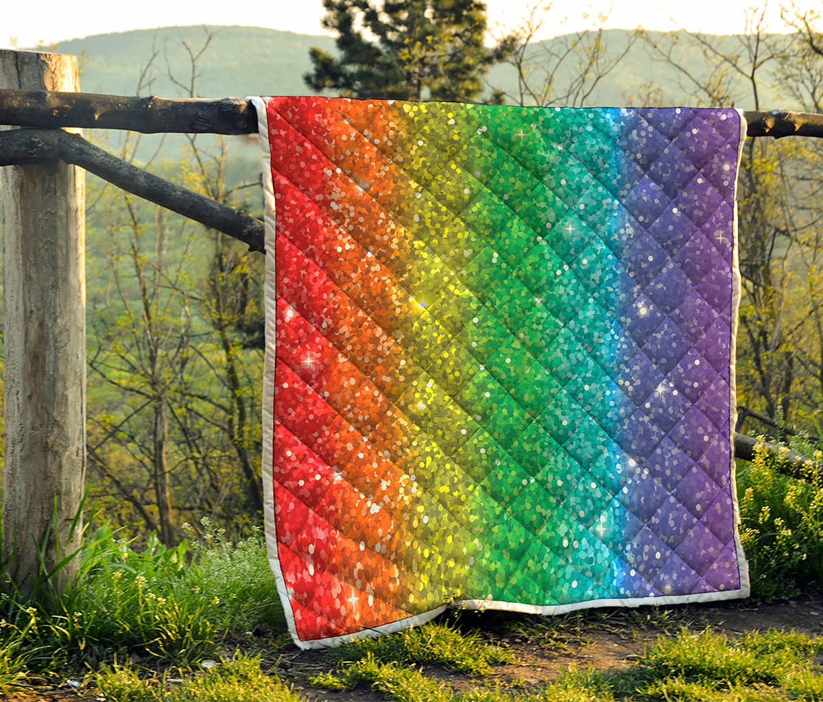 Rainbow Glitter Print (NOT Real Glitter) Quilt