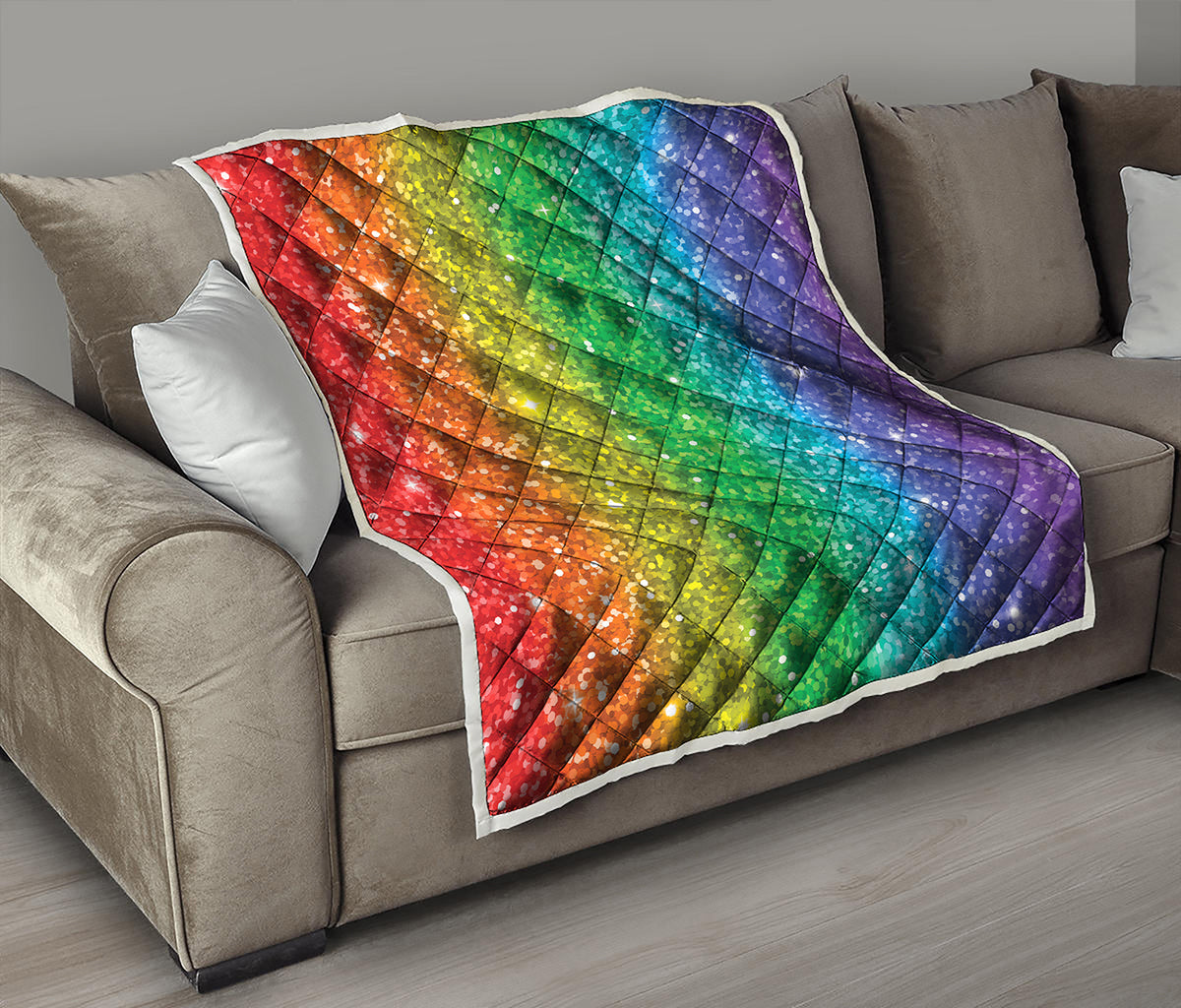 Rainbow Glitter Print (NOT Real Glitter) Quilt