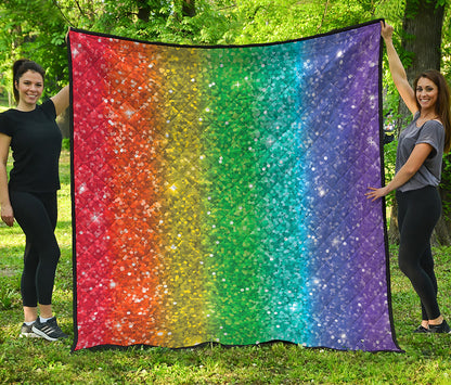 Rainbow Glitter Print (NOT Real Glitter) Quilt