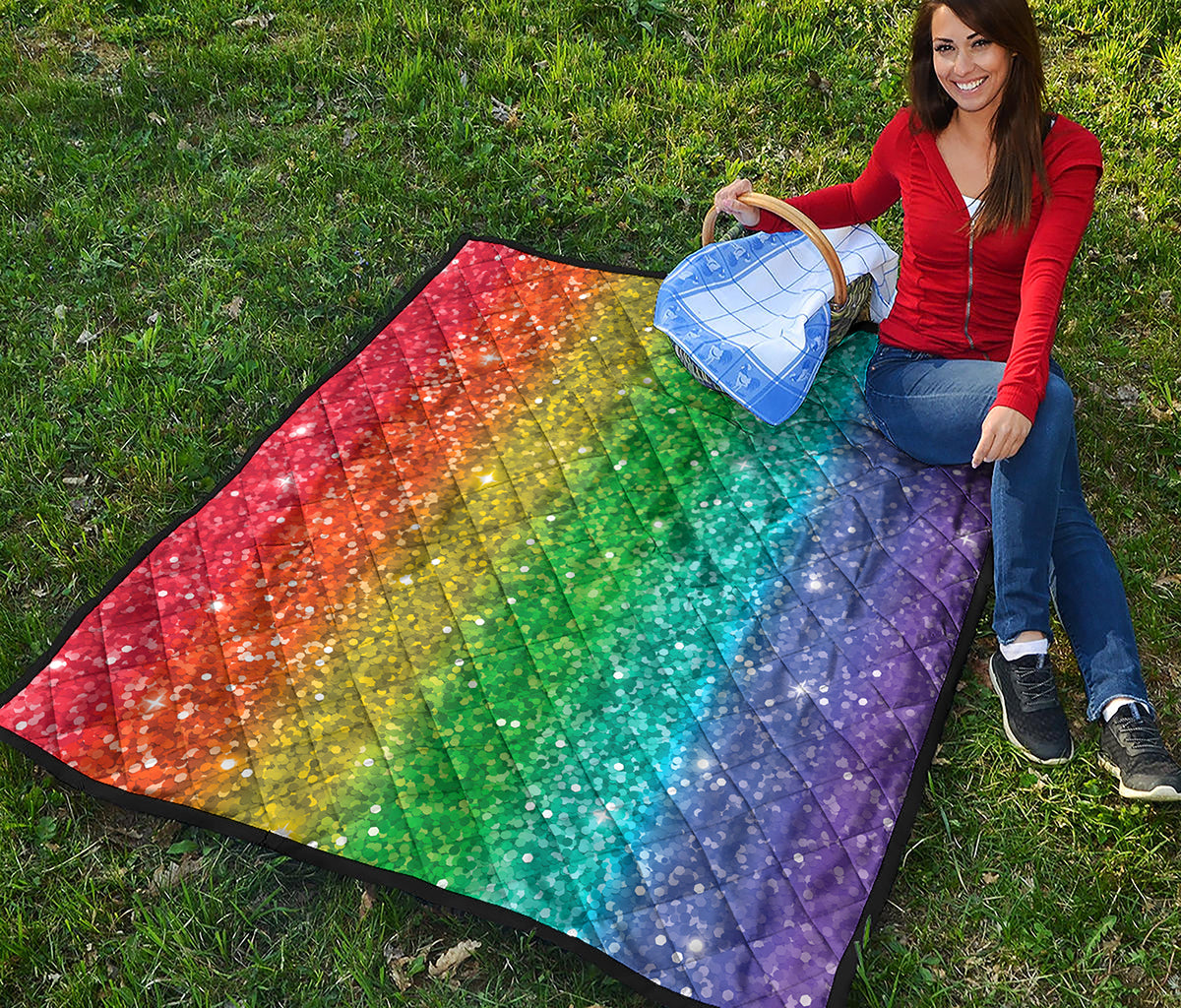 Rainbow Glitter Print (NOT Real Glitter) Quilt