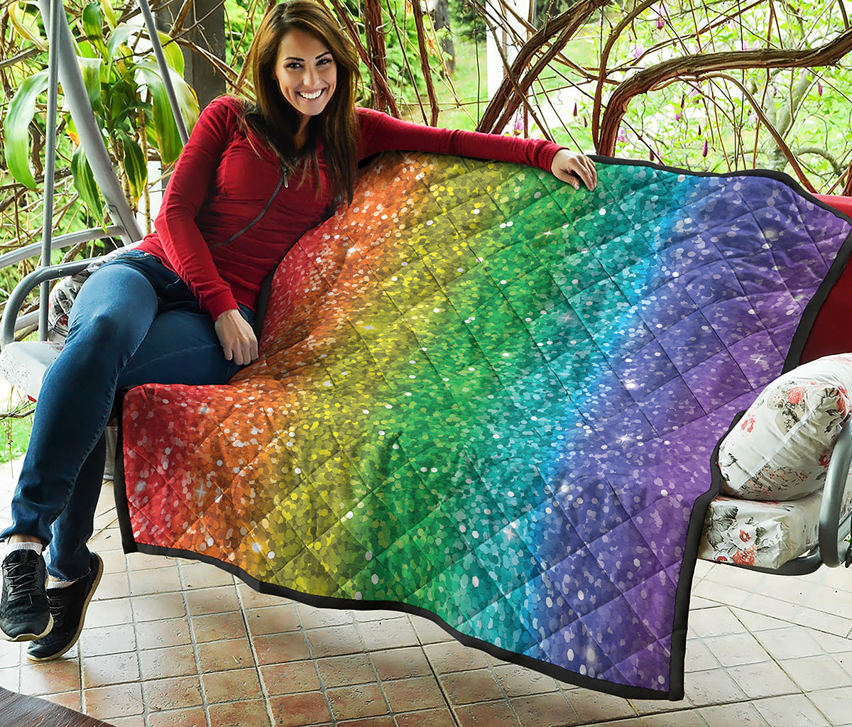 Rainbow Glitter Print (NOT Real Glitter) Quilt