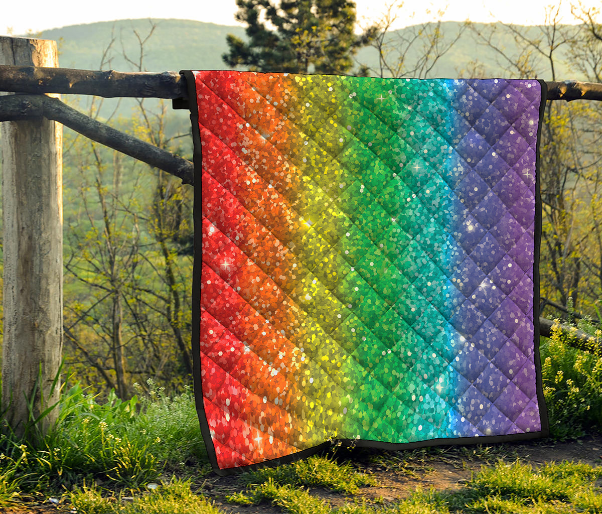 Rainbow Glitter Print (NOT Real Glitter) Quilt
