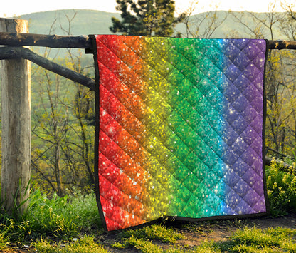Rainbow Glitter Print (NOT Real Glitter) Quilt