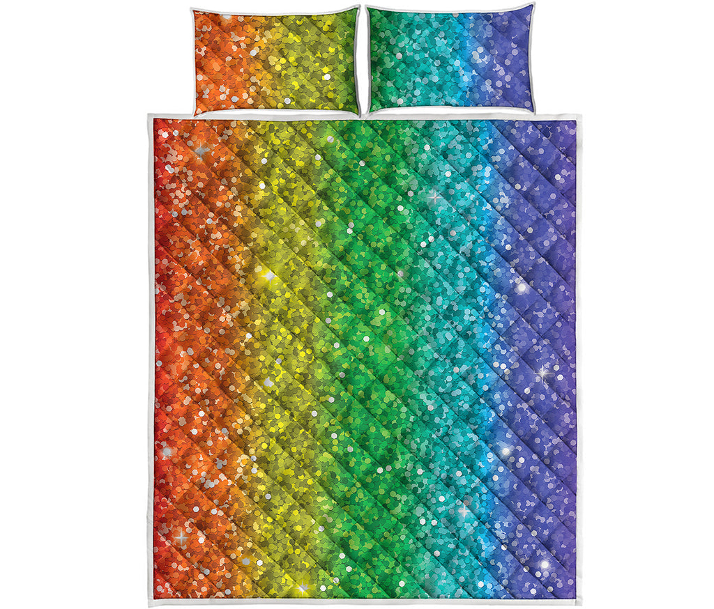 Rainbow Glitter Print (NOT Real Glitter) Quilt Bed Set