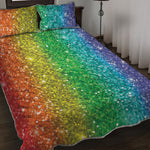 Rainbow Glitter Print (NOT Real Glitter) Quilt Bed Set
