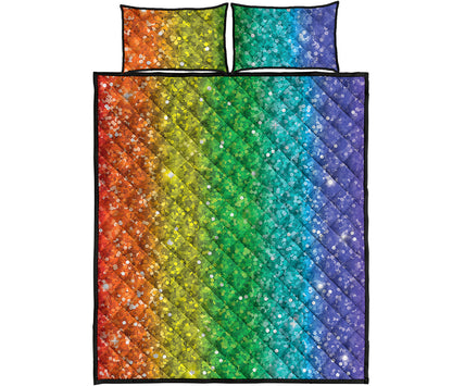 Rainbow Glitter Print (NOT Real Glitter) Quilt Bed Set