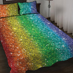 Rainbow Glitter Print (NOT Real Glitter) Quilt Bed Set