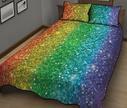 Rainbow Glitter Print (NOT Real Glitter) Quilt Bed Set