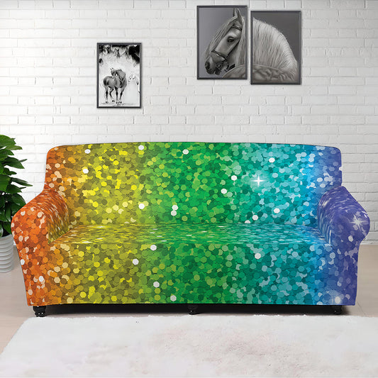 Rainbow Glitter Print (NOT Real Glitter) Sofa Cover