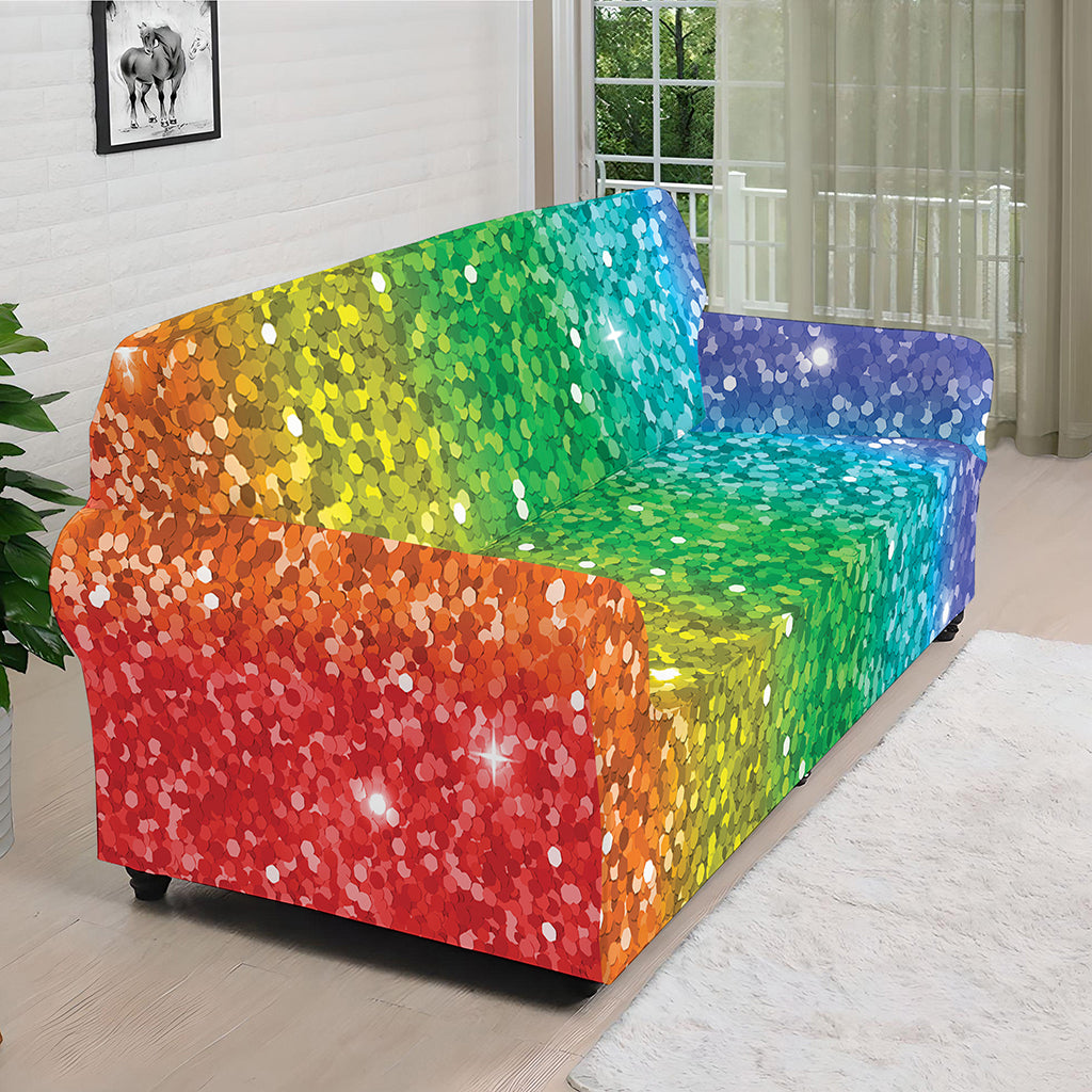 Rainbow Glitter Print (NOT Real Glitter) Sofa Cover