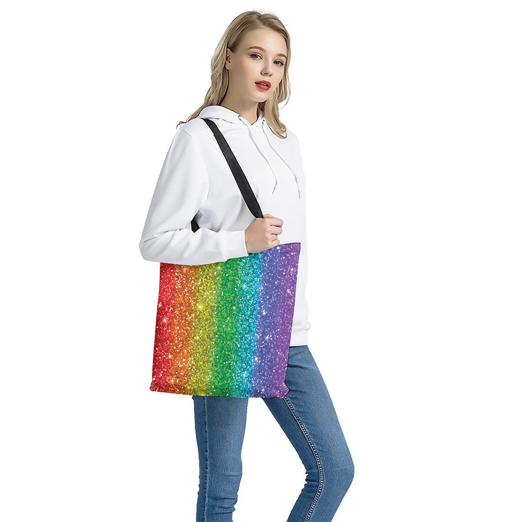 Rainbow Glitter Print (NOT Real Glitter) Tote Bag