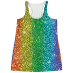 Rainbow Glitter Print (NOT Real Glitter) Women's Racerback Tank Top