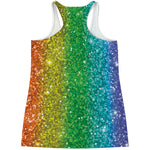 Rainbow Glitter Print (NOT Real Glitter) Women's Racerback Tank Top