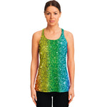 Rainbow Glitter Print (NOT Real Glitter) Women's Racerback Tank Top