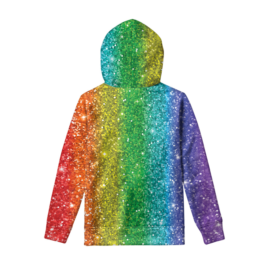 Rainbow Glitter Print Pullover Hoodie