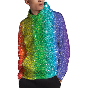 Rainbow Glitter Print Pullover Hoodie