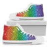 Rainbow Glitter Print White High Top Shoes