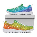 Rainbow (NOT Real) Glitter Print White Running Shoes