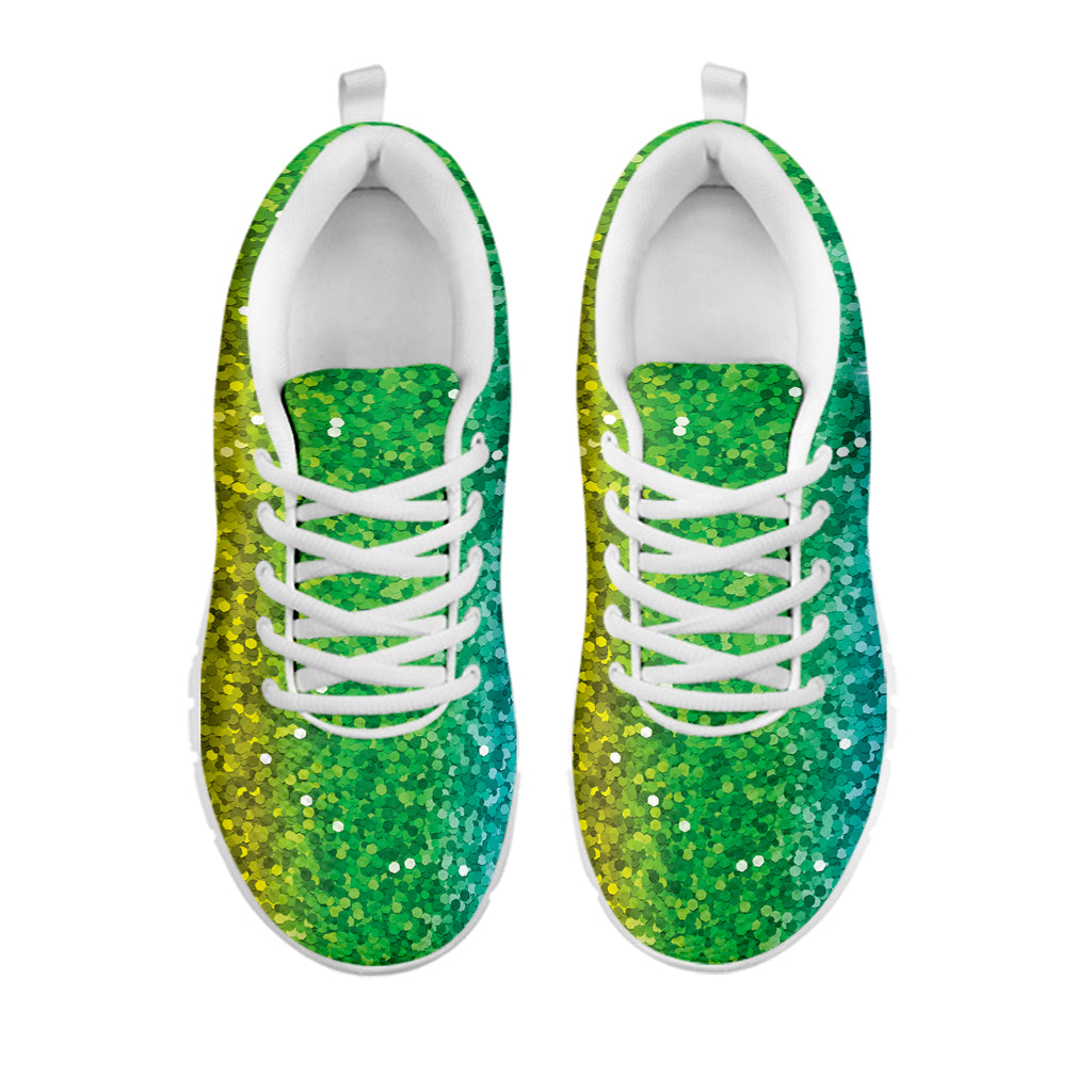 Rainbow Glitter Print White Sneakers