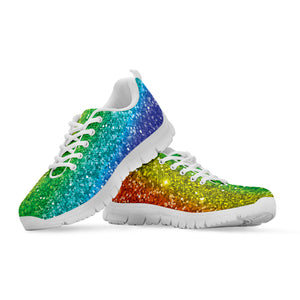 Rainbow Glitter Print White Sneakers