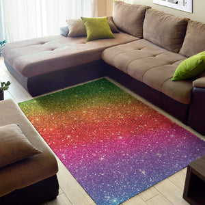 Rainbow Glitter Texture Print Area Rug