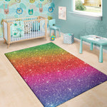 Rainbow Glitter Texture Print Area Rug