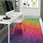 Rainbow Glitter Texture Print Area Rug