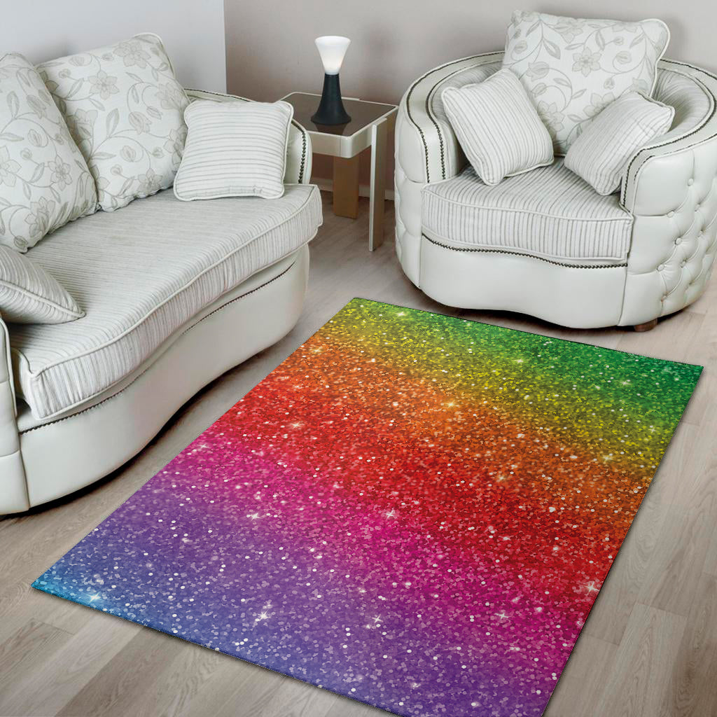 Rainbow Glitter Texture Print Area Rug