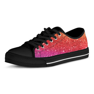 Rainbow Glitter Texture Print Black Low Top Shoes