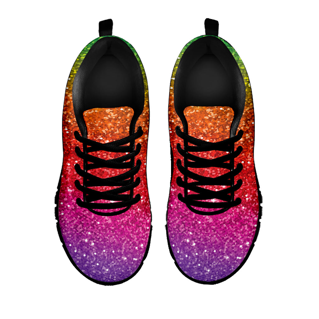 Rainbow Glitter Texture Print Black Sneakers