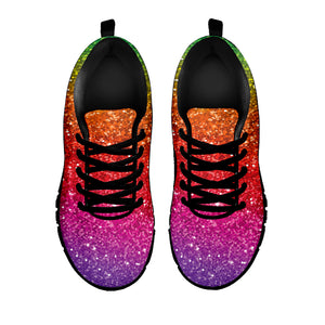 Rainbow Glitter Texture Print Black Sneakers