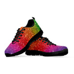 Rainbow Glitter Texture Print Black Sneakers