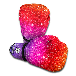 Rainbow Glitter Texture Print Boxing Gloves