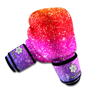 Rainbow Glitter Texture Print Boxing Gloves