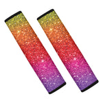 Rainbow Glitter Texture Print Car Seat Belt Covers