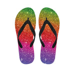 Rainbow Glitter Texture Print Flip Flops