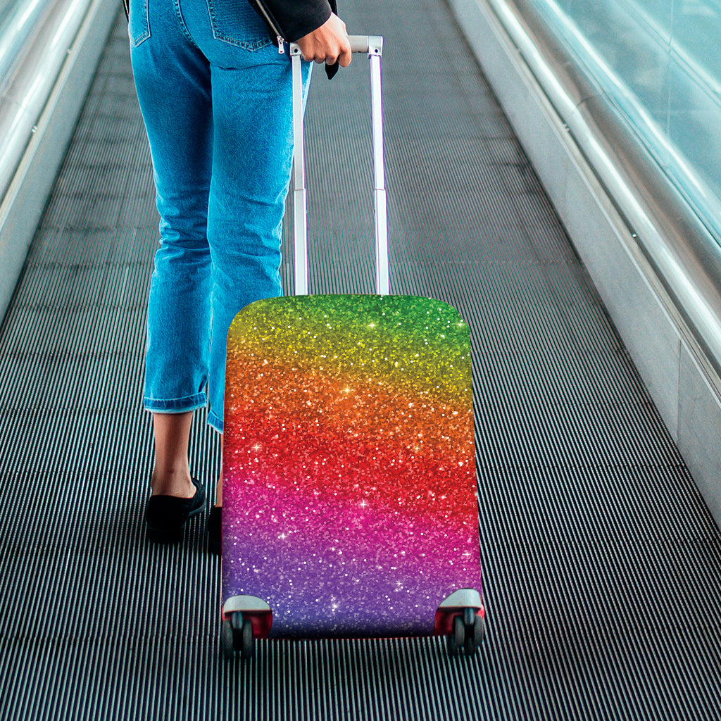 Rainbow Glitter Texture Print Luggage Cover