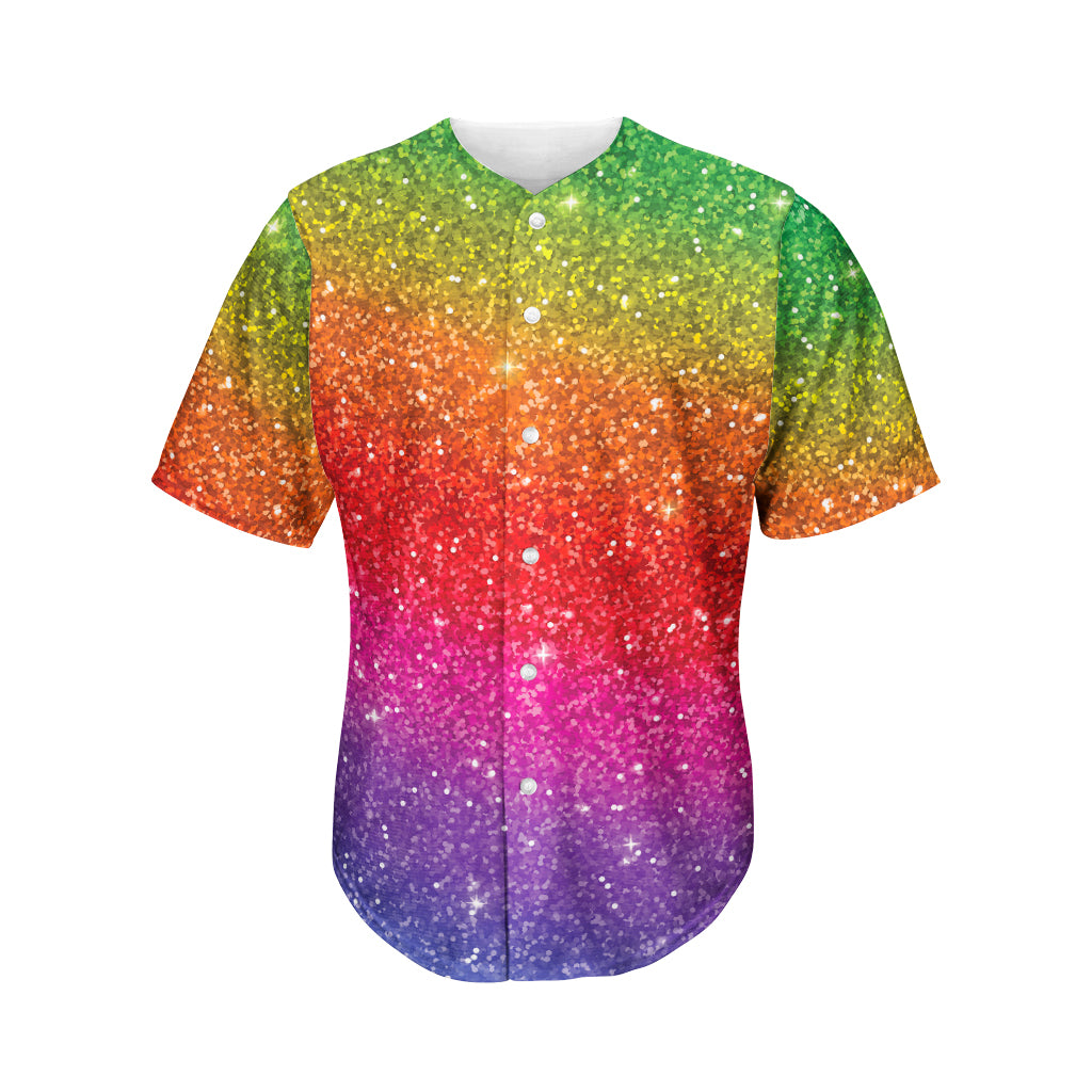 Rainbow Glitter Texture Print Men's Baseball Jersey