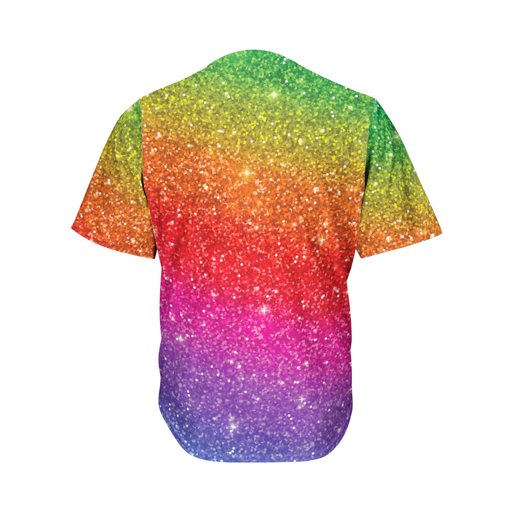 Rainbow Glitter Texture Print Men's Baseball Jersey