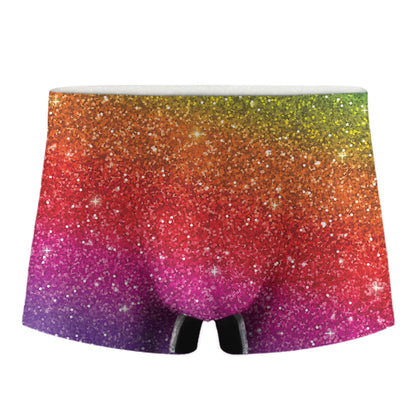 Rainbow Glitter Texture Print Men's Boxer Briefs