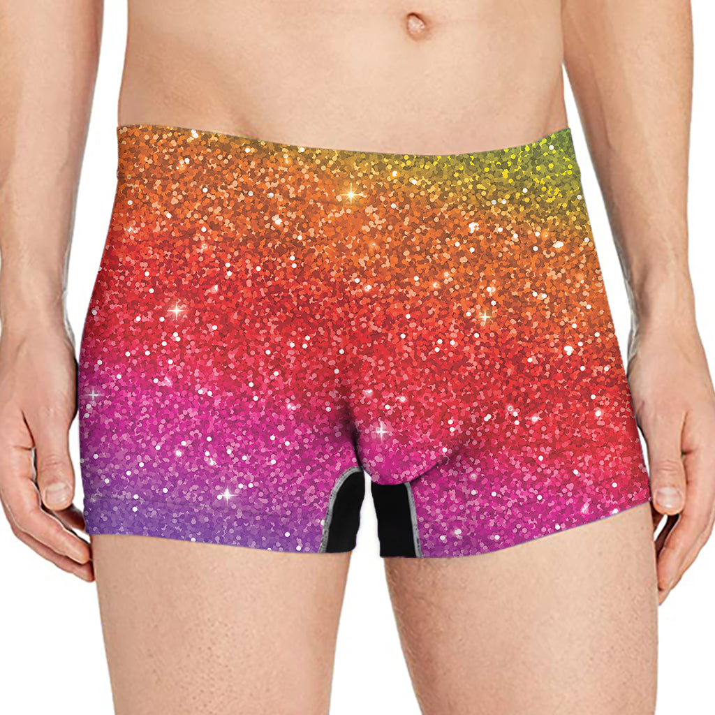 Rainbow Glitter Texture Print Men's Boxer Briefs