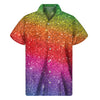 Rainbow Glitter Texture Print Men's Short Sleeve Shirt