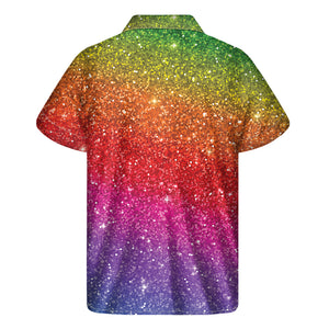 Rainbow Glitter Texture Print Men's Short Sleeve Shirt