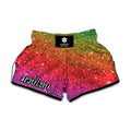 Rainbow (NOT Real) Glitter Artwork Print Muay Thai Boxing Shorts