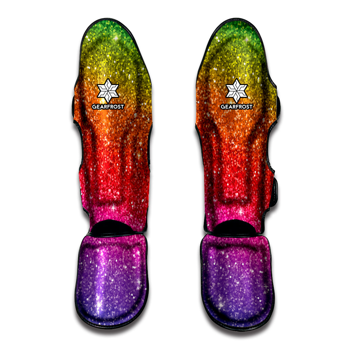 Rainbow Glitter Texture Print Muay Thai Shin Guard