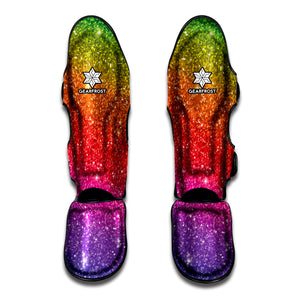 Rainbow Glitter Texture Print Muay Thai Shin Guard