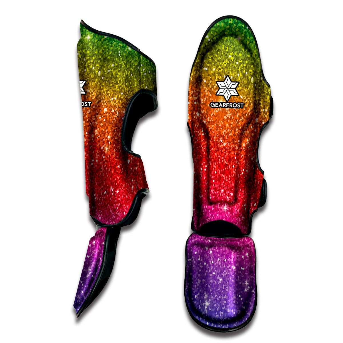 Rainbow Glitter Texture Print Muay Thai Shin Guard