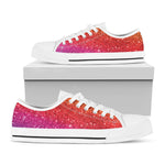 Rainbow Glitter Texture Print White Low Top Shoes