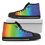 Rainbow Gradient Print Black High Top Shoes